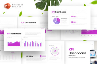 Violet KPI Dashboard Analysis - PowerPoint Template